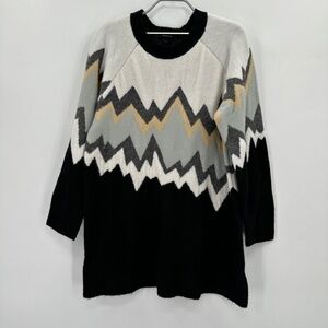 Torrid Crew Neck Fair Isle Pullover Sweater Plus Size 2 Black/Multi 2X